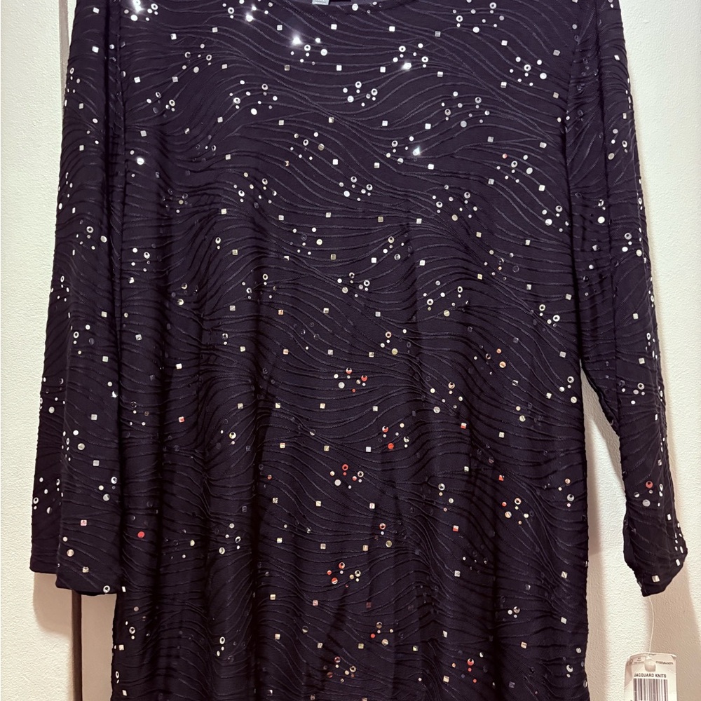 Black Sequin Embellished Top - Picture 3 of 7